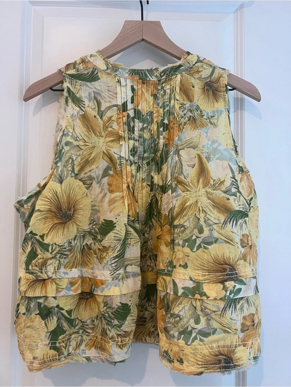Anthropologie Brown Floral Tie-Front Blouse